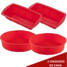 2 Jogo Bolo Forma Redonda e Forma p Pães Silicone Sortida