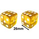 2 Jogo De Dado 26mm (2,6cm) Amarelo Translúcido - EJ Games