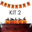 2 Kit Decoração Bandeira Halloween Tecido Feltro 3m P/ Festa