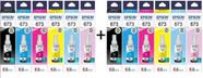 2 kit epson 673 com 6 refil de tinta 673 70ml (2 refil de cada cor p/l800l805l810l1800