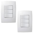 2 Kit Interruptor C/ Placa 3m Simples Branco 250v Pialplus