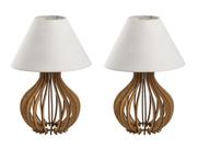 2 Kit Luminária Abajur Cúpula Em Tecido Decorativo Luminária-P-Cru