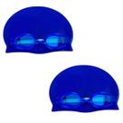 2 kit oculos e touca silicone natação infantil para menino e menina resistente à prova dágua lisa