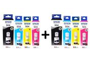 2 kit originais epson 504 (2 de cada refil colorido + 2 refil preto)