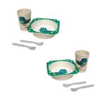 2 Kit papinha Prato Copo e talheres infantil bebê - Verde 2 Kit papinha Prato Copo e talheres infantil bebê - Verde