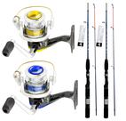 2 Kit Pesca Albatroz Micros Molinetes 100 + Varas 8-16 LBS