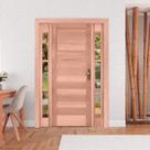 2 Kits de Porta de Madeira 2 Vitrôs Direita 213cmx136cmx12cm Pe28 Esel