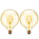 2 Lâmpadas Filamento Led G125 Decorativa 4w Bivolt E27 Varal Luz Retrô Vintage Lustre Amarelo Âmbar