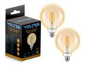 2 Lâmpadas Filamento Led G95 Volter 4w Vintage Decorativa