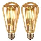2 Lâmpadas Vintage Filamente Led Decorativa Retrô Vintage Âmbar ST64 4W 320LM