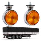2 Lanternas Cromadas Bojuda Foguinho Âmbar Carreta Âmbar