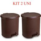 2 Lixeira Cesto Lixo Cozinha Banheiro Pedal 6 L MARROM