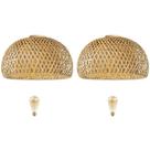 2 Luminária Bambu Artesanal Fibra Natural Plafon Nat65 + Led