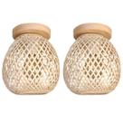 2 Luminaria Fibra Natural Bambu Artesanal Plafon Nat93