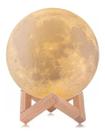 2 Luminária Lua Cheia 3d Led Abajur Com Suporte Sem Fio 15cm