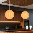 2 Luminária Pendente Tecido Moderno Branco Japandi Tec05 Led