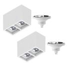 2 Luminária Sobrepor P/ 2 Lâmpada Boxit + 4 Lâmpada AR111 12W 4000K