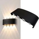 2 Luminárias Arandela (Cor Preta) Meia Lua De Sobrepor LED 8W Bivolt Cor Da Luz Branco Quente Com 8 Fachos de Luz