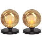 2 Luminárias de mesa Globo Harmony Ambar Base Redonda Preta