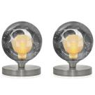 2 Luminárias de mesa Globo Harmony Fumê Base Redonda Escovad 2 Luminárias de mesa Globo Harmony Fumê Base Redonda Escovad