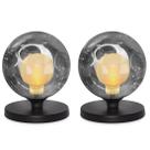 2 Luminárias de mesa Globo Harmony Fumê Base Redonda Preta