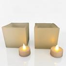 2 Luminárias Em Parafina 8x8x8cm + 2 Velas De Led Decoração