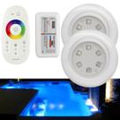 2 Luminárias Lâmpadas Luz Led RGB 12V De Piscina 9W Com (Módulo Central) + Controle Touch Screen + Fonte De Energia
