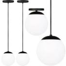 2 Luminárias Lustre Pendente 212cm Jabuticaba Globo Vidro 12cm Metal Teto Gimpo PJ12x2