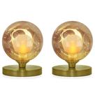 2 Luminárias mesa Globo Harmony Ambar Base Redonda Dourado