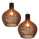 2 Lustre Pendente Sala Grande Luminária De Teto Cor Marrom