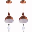 2 Lustres Pendente Gota Pequena Alumínio 21cm Cobre + Lampad 2 Lustres Pendente Gota Pequena Alumínio 21cm Cobre + Lampad