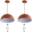 2 Lustres Pendente Meia Lua 30cm Alumínio Cobre + Lampada