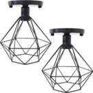 2 Lustres Teto Plafon Industrial Aramado Diamante Retrô Luminária Sobrepor Vintage Agp Ilumini