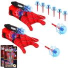 2 Luvas Aranha Lançadora Dardos com Teia que Grudam Puxam 2 Luvas Aranha Lançadora Dardos com Teia que Grudam Puxam