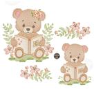 2 Matrizes de Bordado Ursinho e Ursinha Estudantes Livro Infantil Urso Rippled Pes Jef