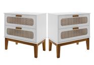 2 mesa de cabeceira para quarto cama casal/queen decoração moderna santorini 60cm 2 gavetas esposas c/ tela indiana