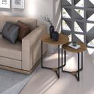 2 mesa lateral reforçada estilo industrial tampo na cor freijo