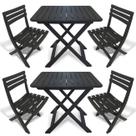 2 Mesas Quadradas Dobráveis 80x72cm Preta + 4 Cadeiras Dobráveis Bistrô