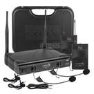 2 Microfones Headset E Lapela Sem Fio UHF Frequência Variável Com Maleta Lyco