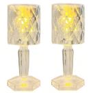 2 Mini Abajur Cristal Luz Led Amarelo para Quarto Decoração