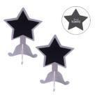2 Mini Lousa Porta Recado Em Estrela Madeira MDF Decorativo
