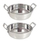 2 mini panelinha caçarola inox luxe p / servir c/ alça m2