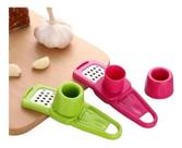 2 Mini Ralador Fatiador Tritura Alho Gengibre Plástico E Inox rosa e verde
