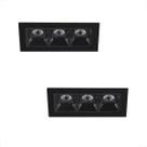 2 Mini Spot Triplo Embutir Led Recuado 3000K Downlight Bet58