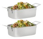 2 Mini Travessas Com Alças 17cm Aço Inox Gourmet Mix