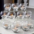 2 Mini Vaso Castiçal De Vidro Redondo Para Velas 250ml