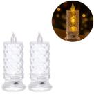 2 Mini Velas LED Transparente P/ Decoração de Mesa e Eventos