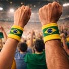 2 Munhequeiras Brasil Copa Bandeira Esportiva Algodão Par Tamanho:Único