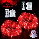 2 Pack JMEXSUSS Luces de Cuerda Rojas 10 m 100 LED Impermeables