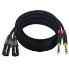 (2 pacotes/3 m) Cabo adaptador estéreo XLR para 6,35 mm TRS Seefeful